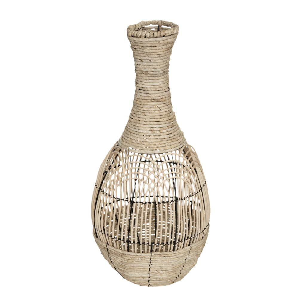 Jarrón decorativo de ratán natural tejido a mano