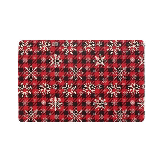 Mantel individual rectangular con dise?o navide?o (cuadros y copos de nieve)